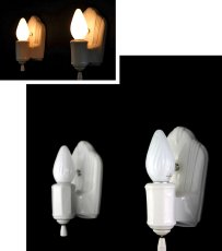 画像1: 1930-40's "PAIR" Art Deco Porcelain Candle Lamp (1)