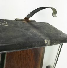 画像9: - Rare - 1910-20's Art-Deco 【Wood & Glass & Metal】 Wall Mount Mail Box with Newspaper Holder (9)