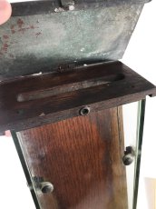 画像4: - Rare - 1910-20's Art-Deco 【Wood & Glass & Metal】 Wall Mount Mail Box with Newspaper Holder (4)