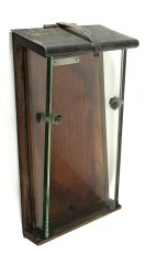 画像1: - Rare - 1910-20's Art-Deco 【Wood & Glass & Metal】 Wall Mount Mail Box with Newspaper Holder (1)