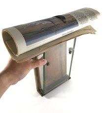 画像10: - Rare - 1910-20's Art-Deco 【Wood & Glass & Metal】 Wall Mount Mail Box with Newspaper Holder (10)