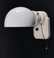 画像2: 1930's Art Deco "Porcelain＆Milk Glass" Bathroom Lamp (2)