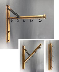 画像1: 1920's  "Wood＆Seel" Wall Mount Folding Hanger Rack (1)