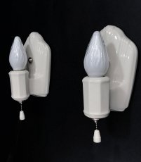 画像2: 1930-40's "PAIR" Art Deco Porcelain Candle Lamp (2)