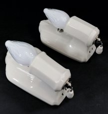 画像3: 1930-40's "PAIR" Art Deco Porcelain Candle Lamp (3)