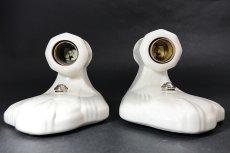 画像5: 1930-40's "PAIR" Art Deco Porcelain Candle Lamp (5)