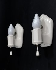 画像1: 1930-40's "PAIR" Art Deco Porcelain Candle Lamp (1)