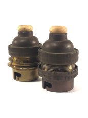 画像1: 1920-30's 2-set Brass Lamp Sockets 【B22】 (1)