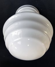 画像4:  1920's【Art Deco】Milk Glass School House Ceiling Light  (4)