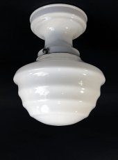 画像2:  1920's【Art Deco】Milk Glass School House Ceiling Light  (2)