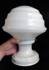 画像6:  1920's【Art Deco】Milk Glass School House Ceiling Light  (6)