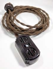 画像1: 1930-40's【4メーター】Extension Cord + Bakelite 3-Outlet -＊残り7台＊- (1)