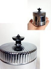 画像2: 1930's Art Deco【BLACK × CHROME】Lidded Jar / Container (2)