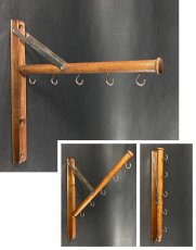 画像1: 1920's  "Wood＆Seel" Wall Mount Folding Hanger Rack (1)