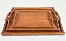 画像1: 1970's Teak Wood Serving Tray  【3サイズセット】 (1)