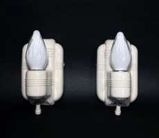 画像4: 1930-40's "PAIR" Art Deco Porcelain Candle Lamp (4)