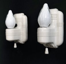 画像2: 1930-40's "PAIR" Art Deco Porcelain Candle Lamp (2)