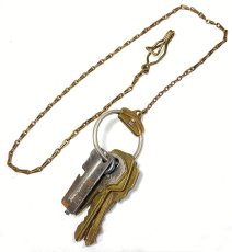 画像1: 1930-40's “Slide Lock” Brass Key Chain (1)