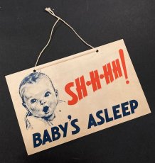 画像1:  “Shhh!” Baby's Asleep  1950's Vintage Door Sign  (1)