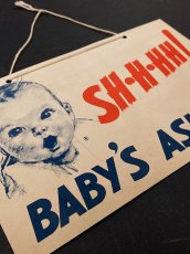 画像2:  “Shhh!” Baby's Asleep  1950's Vintage Door Sign  (2)