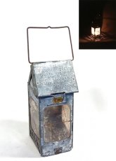 画像1: 1910-20's "Galvanized Steel" Folding Candle Lantern (1)
