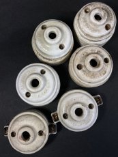 画像2: 1910-20's Porcelain Rosette Lamp parts  【6個セット】 (2)