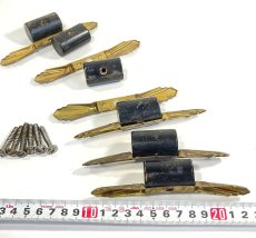 画像5: 1930's "Art Deco" Wooden pull handles w/ screws【6-sets】 (5)