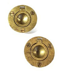 画像1: 1920-40's Cast Brass "Cabinet" pull handles  【2-sets + マイナスビス付き】 (1)