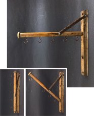 画像1: 1920's  "Wood＆Seel" Wall Mount Folding Hanger Rack (1)