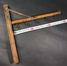 画像4: 1920's  "Wood＆Seel" Wall Mount Folding Hanger Rack (4)