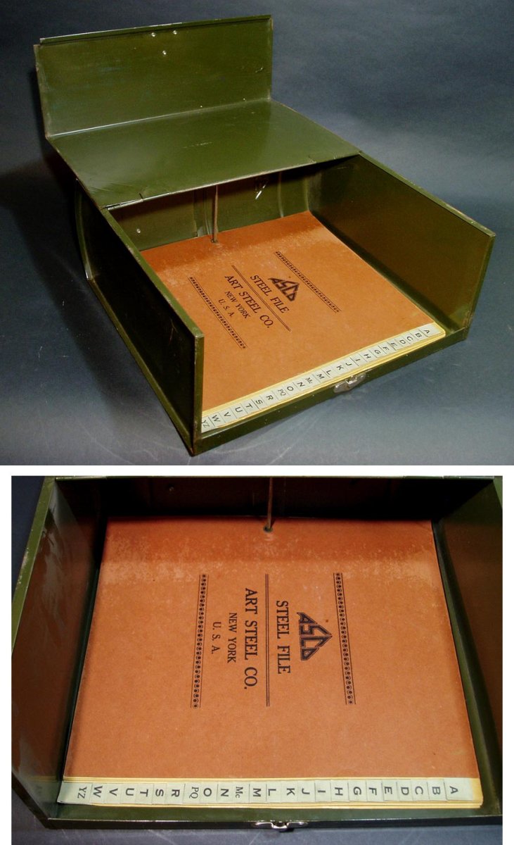 画像2: 1930-40's ★ASCO N.Y.★ Steel File Box【 FAT !! 】 (2)
