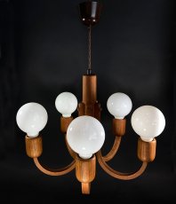 画像1: 1960-70's【DOMUS】German Wood Chandelier (1)