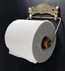 画像2: 1900-20's 【ADVERTISING】 Cast Brass Toilet Paper Holder (2)