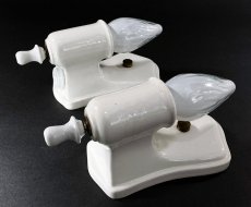 画像3: 1920-30's Art Deco Porcelain Candle Lamp  【２台セット】 (3)