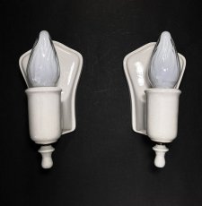 画像2: 1920-30's Art Deco Porcelain Candle Lamp  【２台セット】 (2)