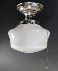 画像1:  1920-30's Milk Glass "School House" Ceiling Light  (1)