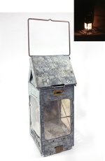 画像1: 1910-20's "Galvanized Steel" Folding Candle Lantern (1)
