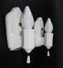 画像3: 1930-40's "PAIR" Art Deco Porcelain Candle Lamp (3)