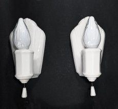 画像2: 1930-40's "PAIR" Art Deco Porcelain Candle Lamp (2)