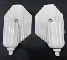 画像6: 1930's "PAIR" Art Deco Porcelain Candle Lamp (6)