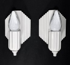 画像1: 1930's "PAIR" Art Deco Porcelain Candle Lamp (1)