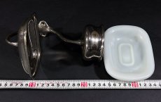 画像6: 1900-20's Cast Brass "Victorian" Nickel Cup and Soap Dish Holder w/ glass insert (6)