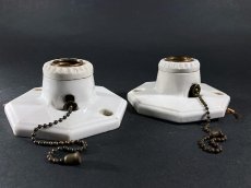 画像4: -＊残り1台＊-　 1930's Porcelain Lamp Holder w/ Switch (4)