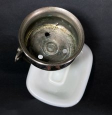 画像3: 1900-20's Cast Brass "Victorian" Nickel Cup and Soap Dish Holder w/ glass insert (3)