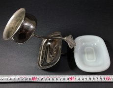 画像4: 1900-20's Cast Brass "Victorian" Nickel Cup and Soap Dish Holder w/ glass insert (4)
