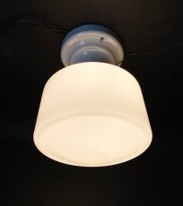 画像2:  1920's【Milk Glass＆Prcelain】School House Ceiling Light  (2)