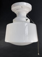 画像1:  1920's【Milk Glass＆Prcelain】School House Ceiling Light  (1)