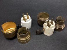 画像5: 1930-40's 2-set【B22】Brass Lamp Socket (5)
