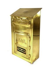 画像1: -＊Polished＊-  1920-30's "CORBIN LOCK CO."  Brass Wall Mount Mail Box (1)