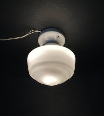 画像7:  1920's【Milk Glass＆Prcelain】School House Ceiling Light  (7)